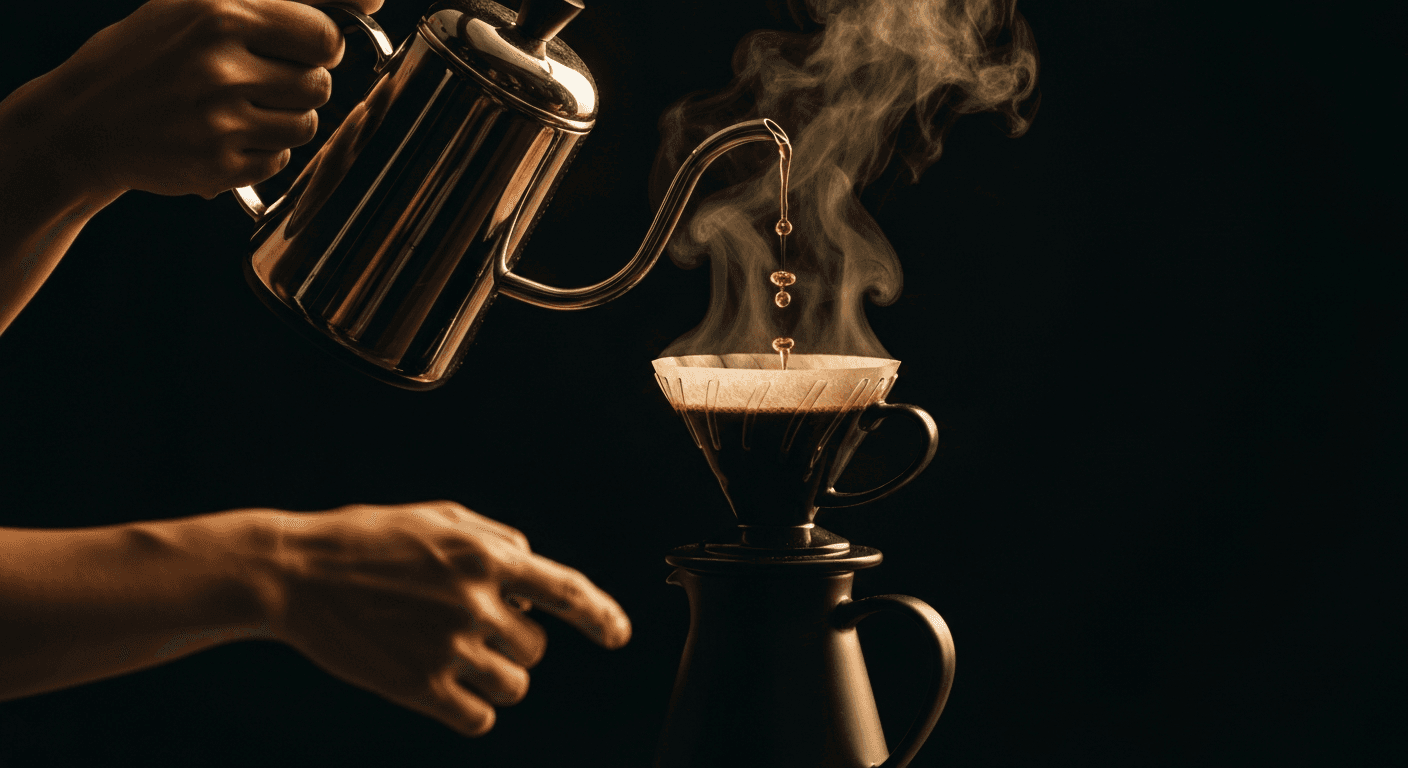 Versement gooseneck en spirale dans un dripper V60