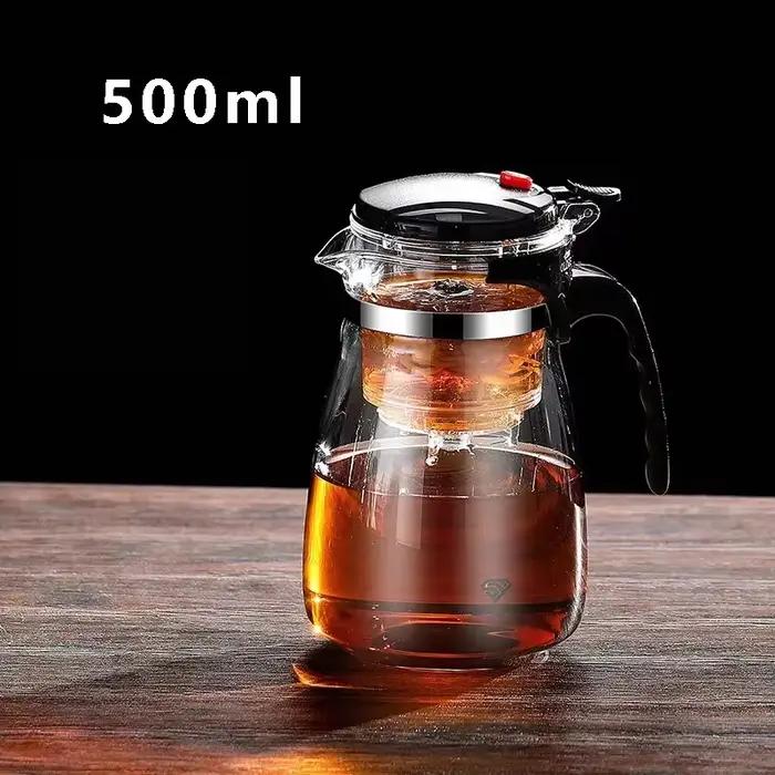 Théière en verre résistante à la chaleur, bouilloire à thé aux fleurs avec passoire, infuseur, servi