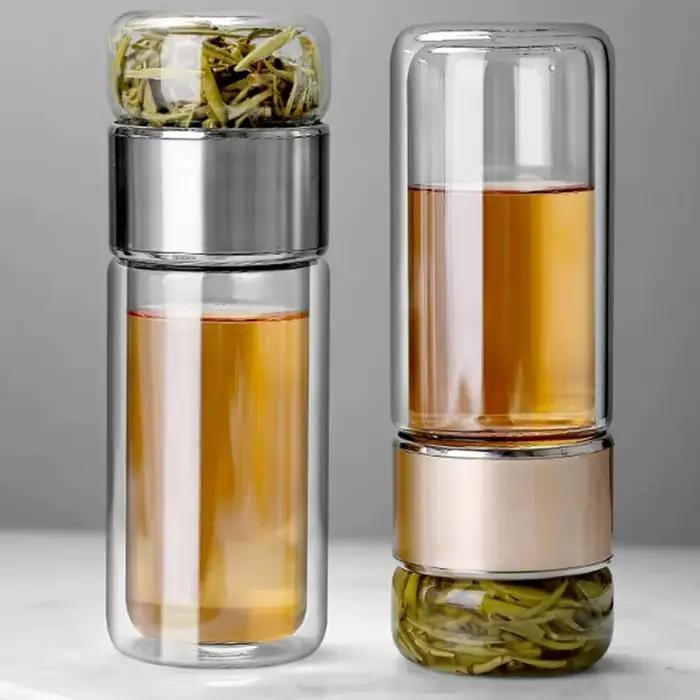 Bouteille d'eau de thé de 420ML, verre à haute teneur en Borosilicate, Double couche, tasse d'eau de