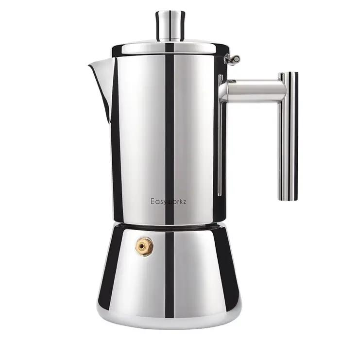 Pot Moka cafetière italienne en acier inoxydable, chauffage par cuisinière à induction, machine de b