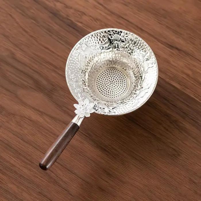Passoire à thé en maille or et argent, filtre en acier inoxydable, service à thé, utile, infuseurs,