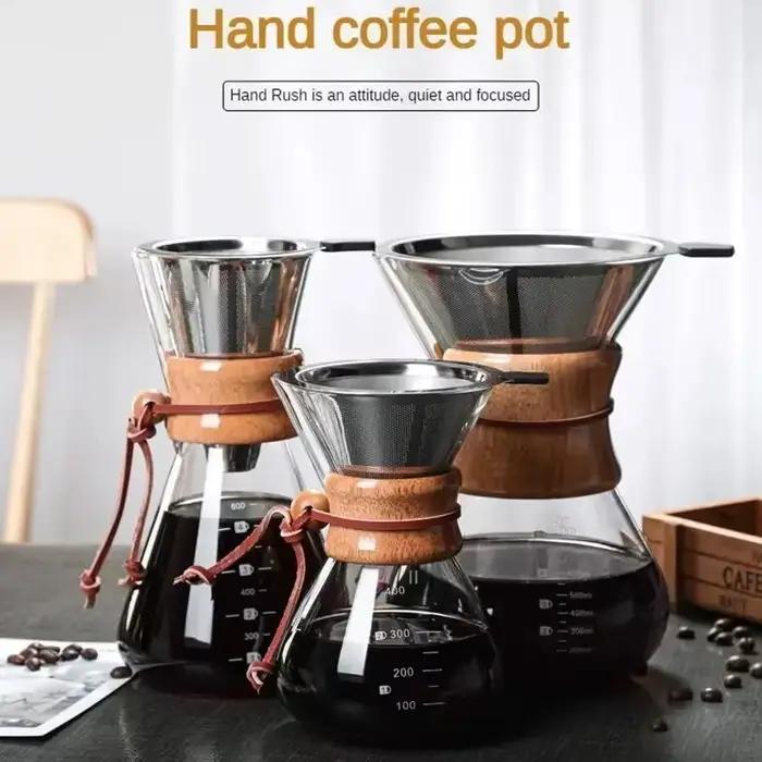 Bouilloire à café en verre à main avec filtre en acier inoxydable, brassage goutte à goutte, cafetiè