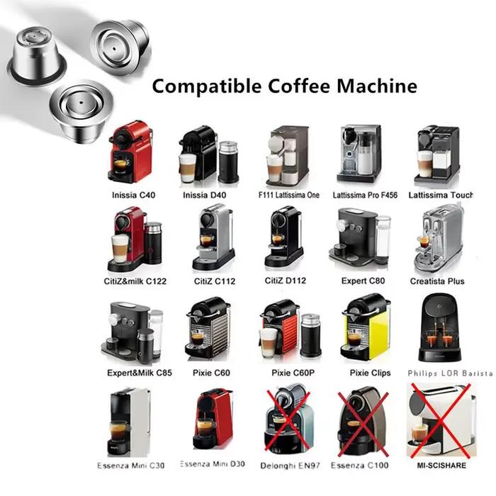 Capsules de café réutilisables pour Nespresso, filtre à café en acier inoxydable, expresso Crema, no