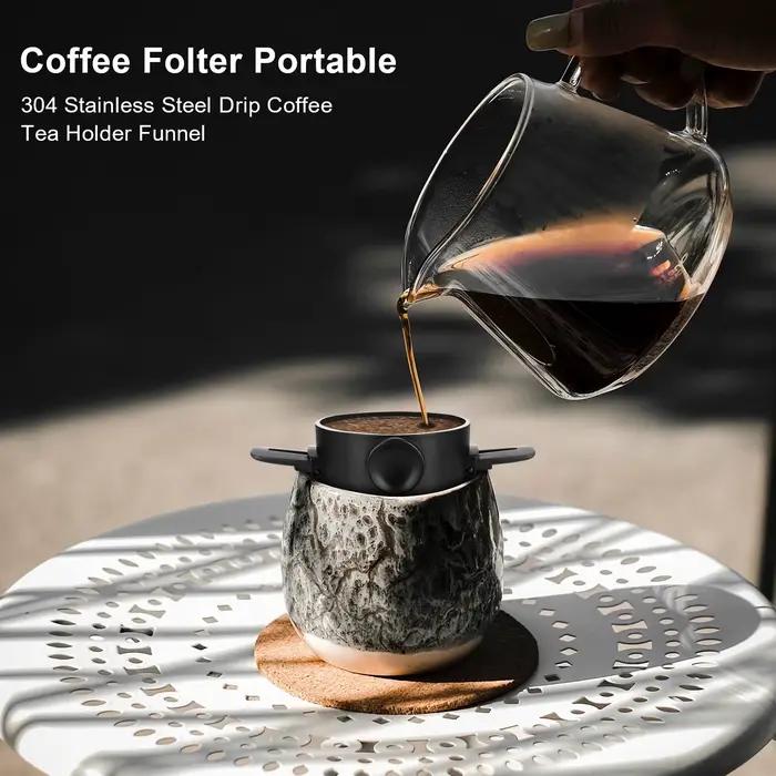 Cône de goutte à café pliable, infusé à la main, support en acier inoxydable, sans papier filtre, fi