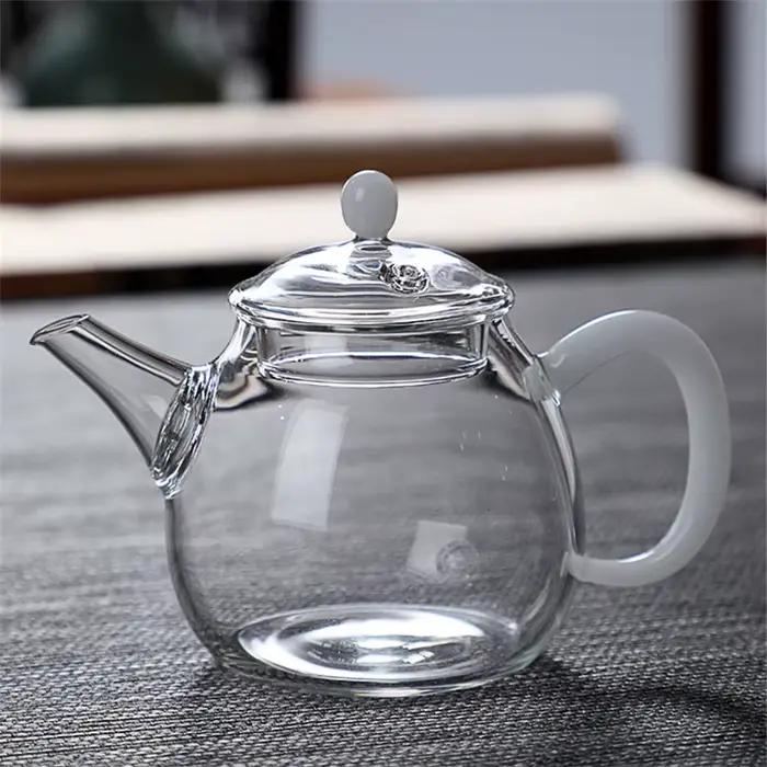 Petite théière en verre de 120ml avec filtre, thé vert, fleur, service à thé Kungfu résistant à la c