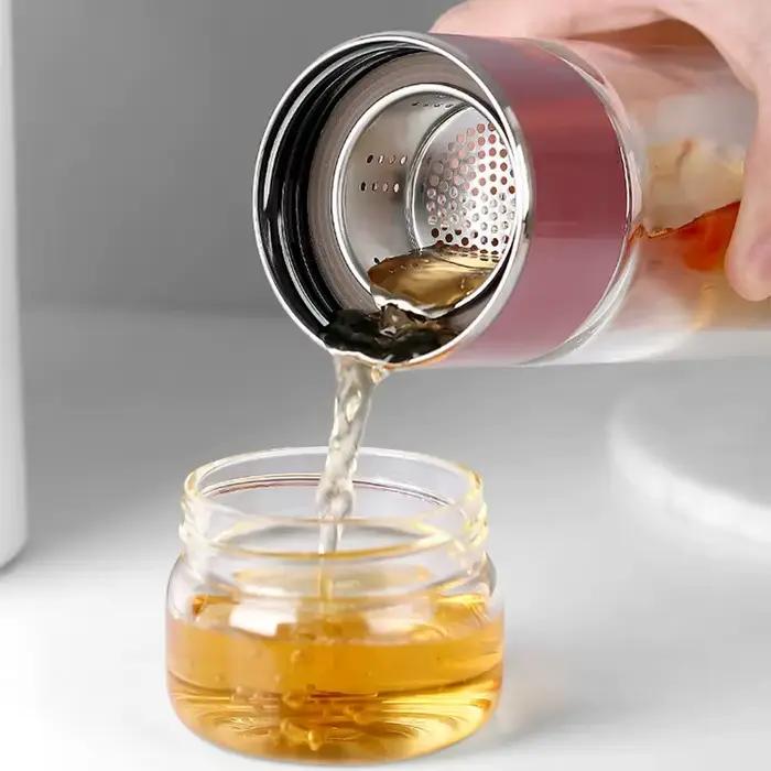 Bouteille d'eau de thé de 420ML, verre à haute teneur en Borosilicate, Double couche, tasse d'eau de