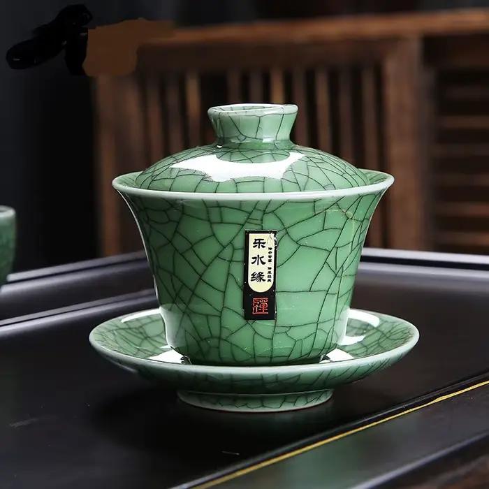 Glace traditionnelle fissurée céramique Gaiwan thé ensembles café théière chinois Kung Fu Teasets gr