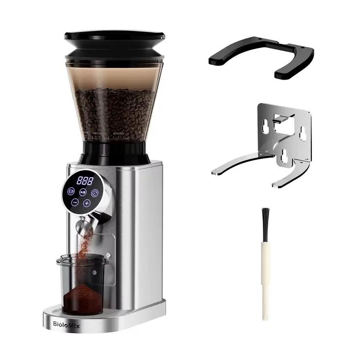 BioloMix-Moulin à café électrique conique avec support perfecto, avec 48 réglages de broyage réglabl