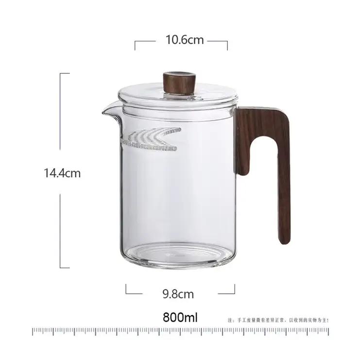 Théière en verre de thé vert résistant à la chaleur avec croissant, filtre à thé parfumé, brassage H