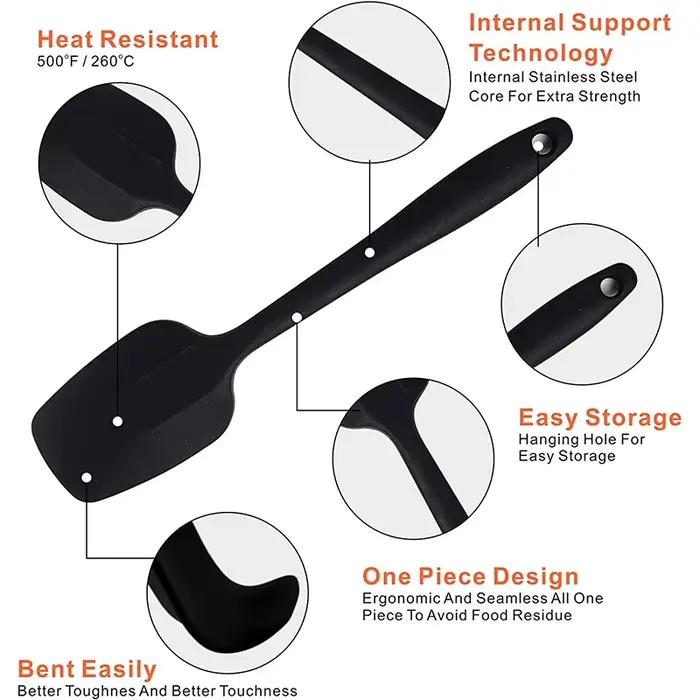LMETJMA 28cm spatules en Silicone cuillère résistante à la chaleur spatule cuillère antiadhésive gra