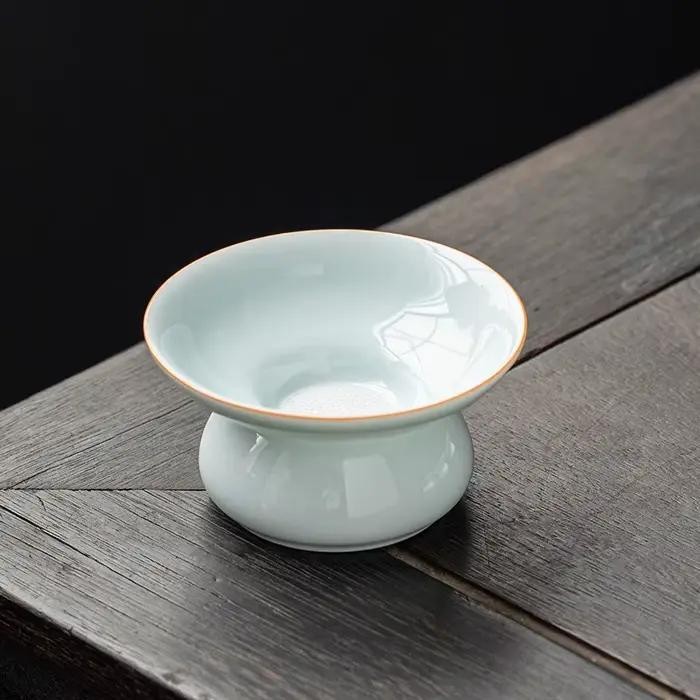 Passoire à thé en céramique à trou fin, porcelaine blanche, filtre à thé, accessoires de cérémonie d