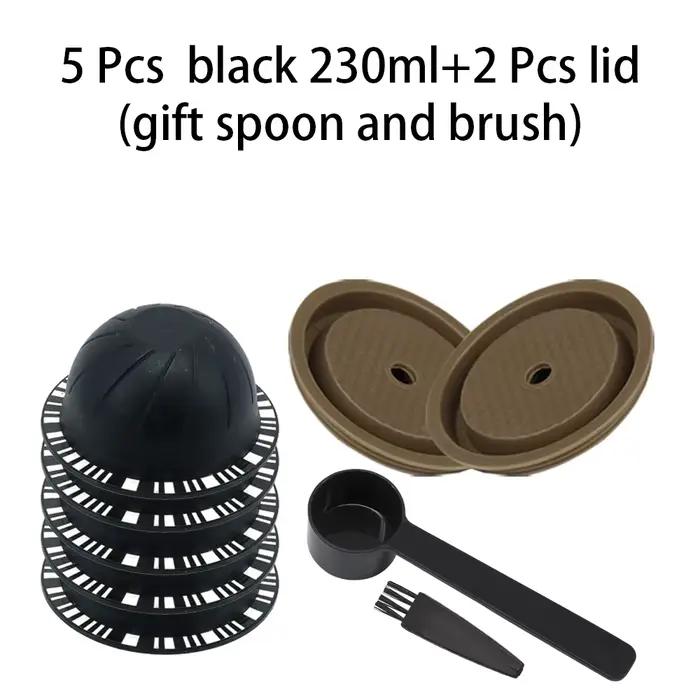 5 jeux de coques filtrantes pour capsules de café et bouchons d'étanchéité en silicone, compatibles