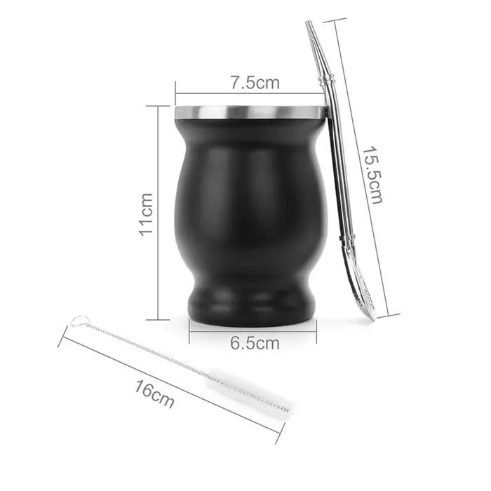 Tasse à thé Mate en acier inoxydable de 230ML, ensemble de tasses à thé pour tasse en paille isolée