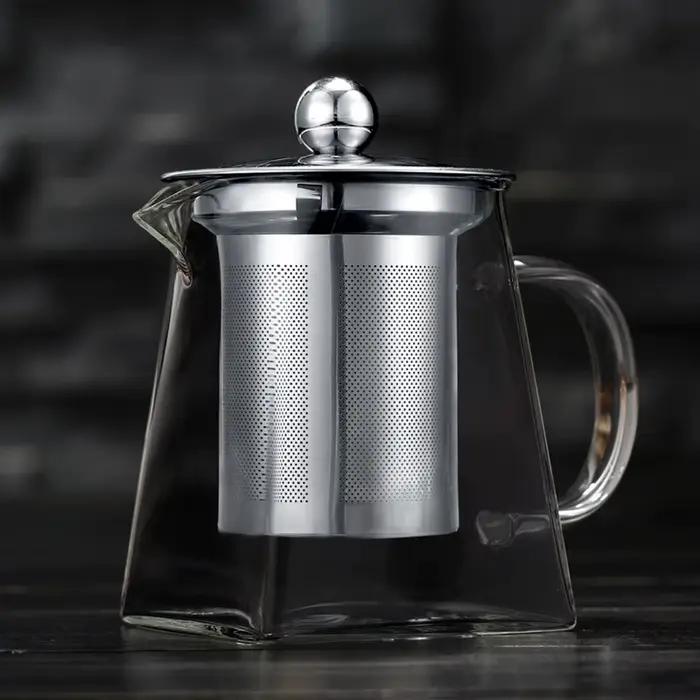 Théière en verre de 350 ml avec infuseur amovible, grande théière compatible avec les plaques de cui