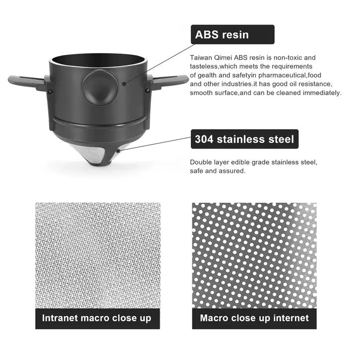 Cône de goutte à café pliable, infusé à la main, support en acier inoxydable, sans papier filtre, fi