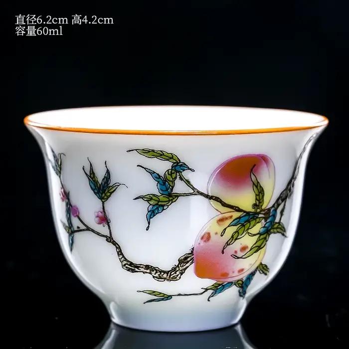 Tasse à thé en porcelaine blanche, faite à la main, en céramique, avec fleurs peintes à la main, bol