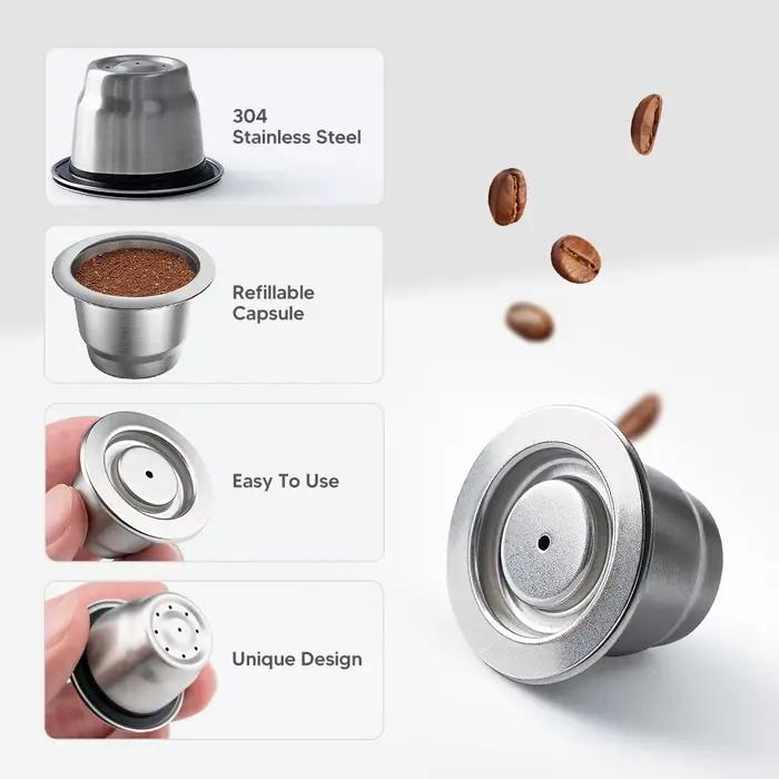 Capsules de café réutilisables pour Nespresso, filtre à café en acier inoxydable, expresso Crema, no