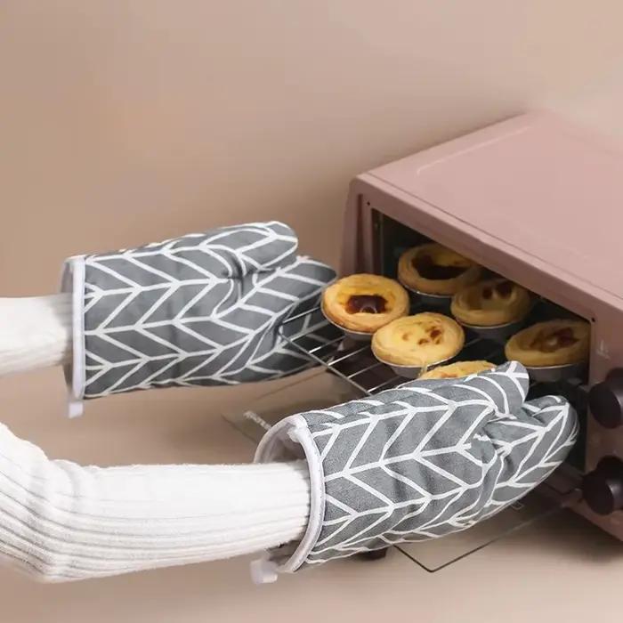 Gants de cuisson pour four, mitaines de four à micro-ondes, gants en lin résistants aux hautes tempé
