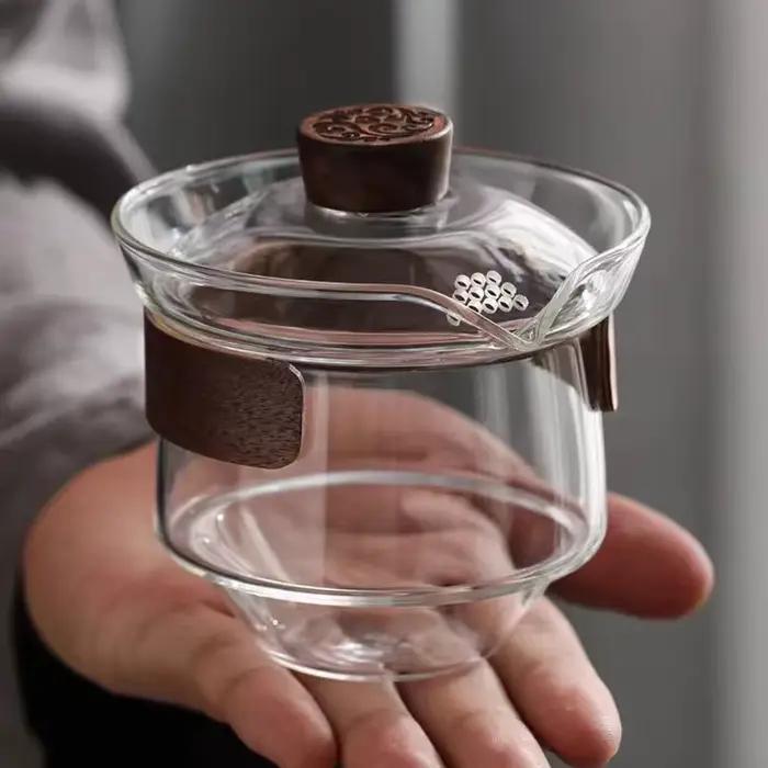 Nouveau couvercle de tasse Gaiwan en verre de silicone à haute teneur en bore, isolation thermique e