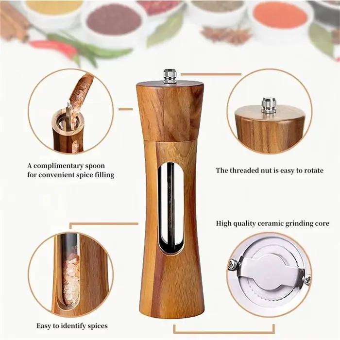 Moulin à sel en bois réglable, outils de cuisine, ustensiles de cuisine, 1 pièce, 2 pièces