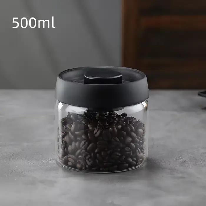 Cafetière à couvercle noir multi-capacité, Pot de rangement manuel sous vide résistant à l'humidité,