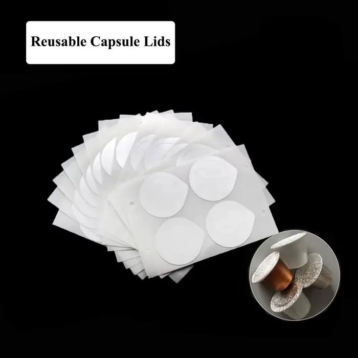 Autocollant de remplissage de capsules de café, en acier inoxydable, auto-adhésif, couvercle de bras