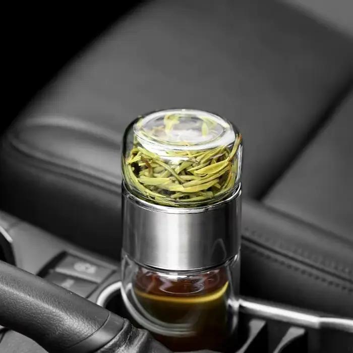Bouteille d'eau de thé de 420ML, verre à haute teneur en Borosilicate, Double couche, tasse d'eau de