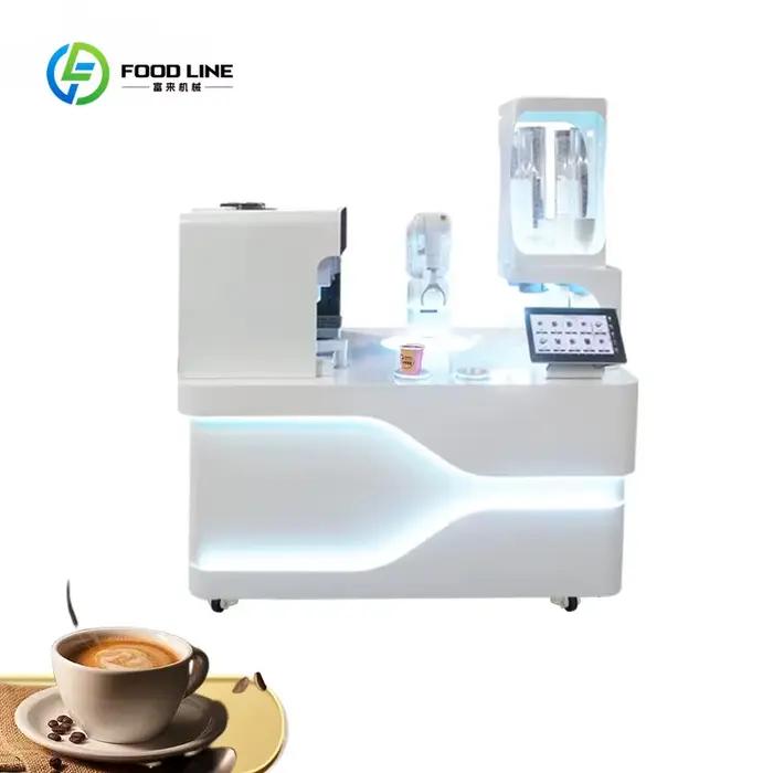 Kiosque à café robotisé à 6 axes personnalisé, machine distributrice de café, équipement moderne à v