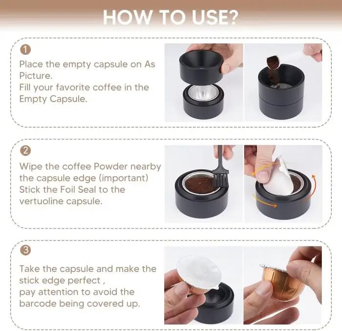 Kit de supplément de capsules Vertuo réutilisables iCafilas pour capsules de ligne Vertuo avec 100 j