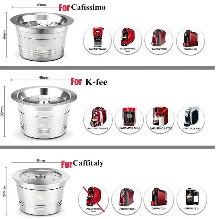 Dosettes de capsules de café expresso réutilisables en acier inoxydable, pour trois cœurs Cafissimo