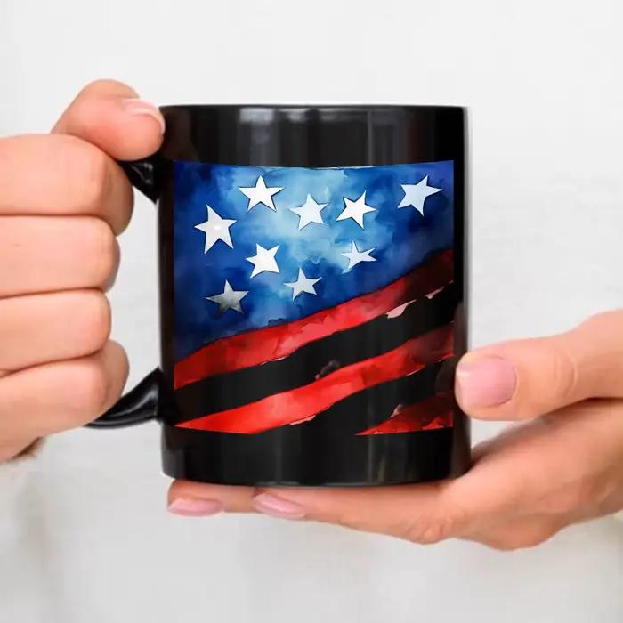 Tasse à café drapeau américain, design drapeau américain noir, adaptée aux activités patriotiques et