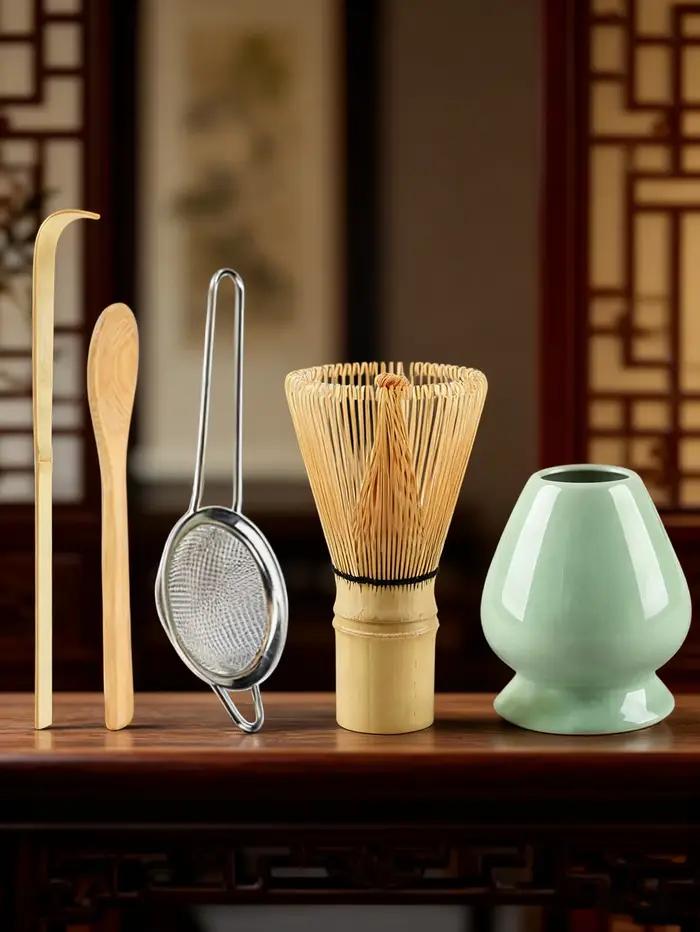 Ensemble de fouets Matcha 5 pièces-fouet en bambou, passoire à thé, cuillère, cuillère, tamis, suppo