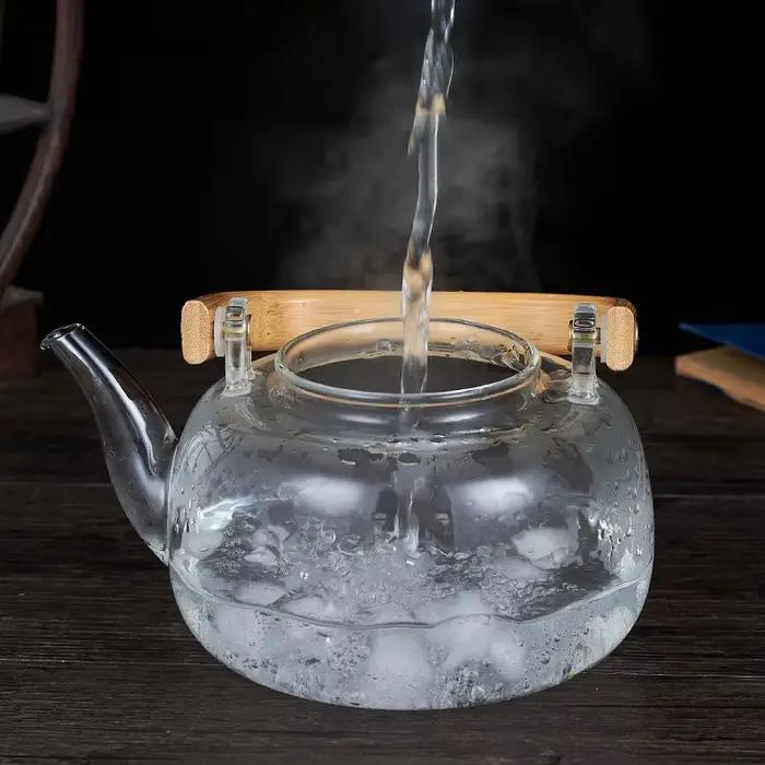 Théière transparente en verre Borosilicate de 1000/1200ml, pour cérémonie du thé chinois, avec filtr