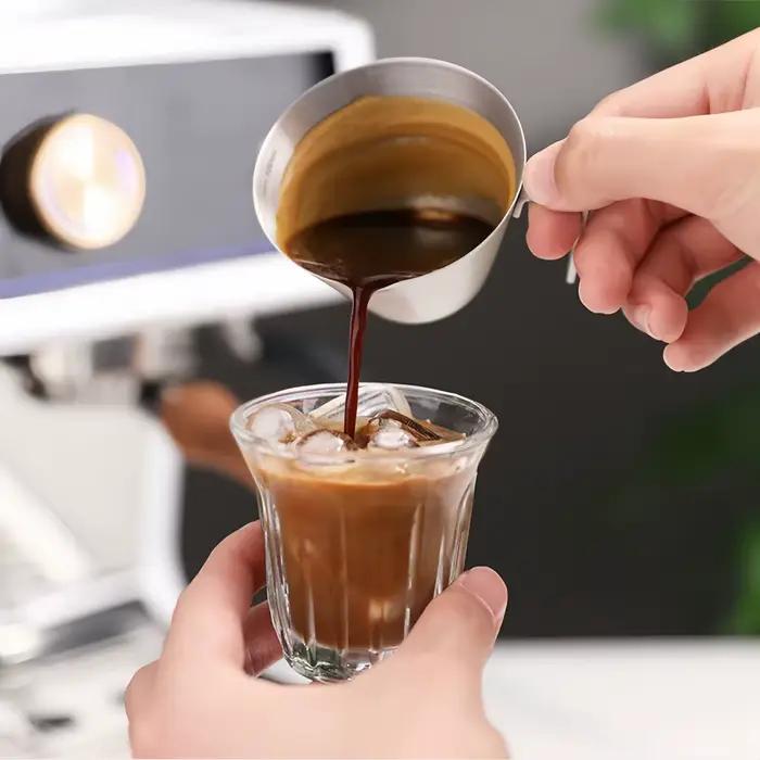 Tasse d'extraction d'espresso 100ML, en acier inoxydable 304, avec échelle, épaisse, onces exquises,