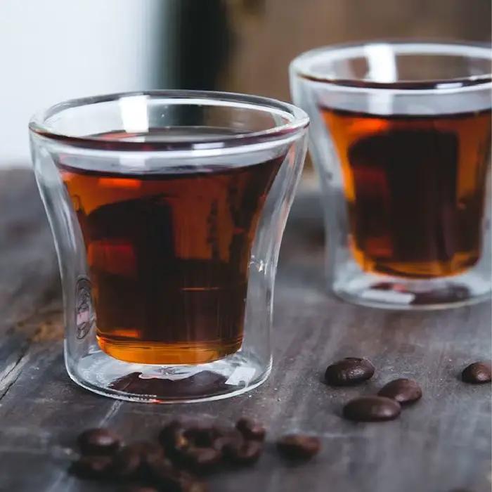 Tasses à expresso à double paroi en verre borosilicate, tasse à thé, vin, lait, tasse à boisson rési