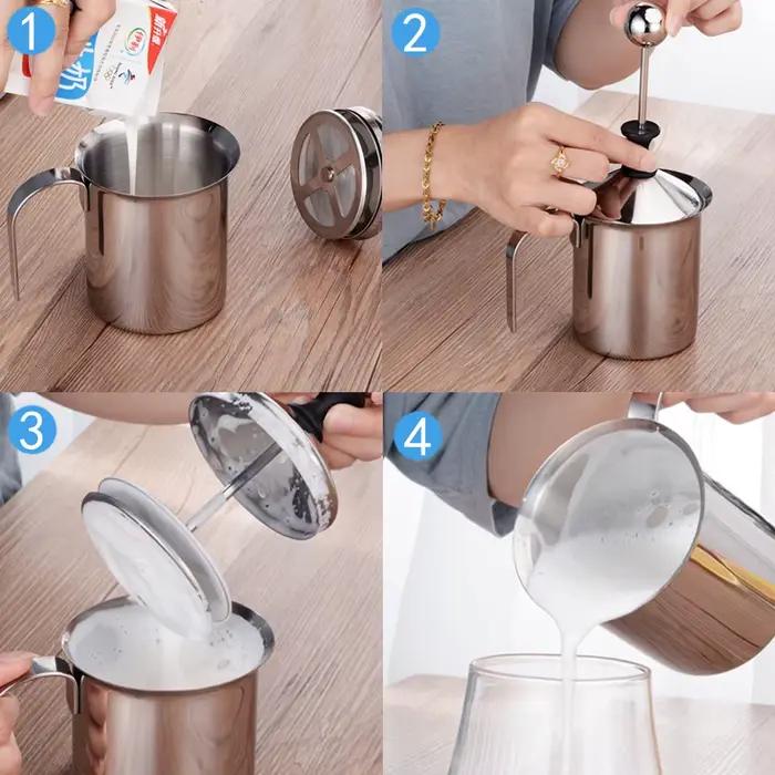 Mousseur à lait manuel 400/800ML mousse de lait maille mousseur à café mélangeur de café outils de c