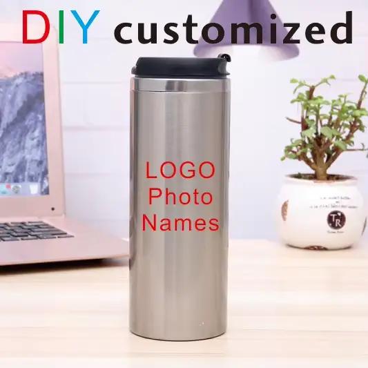 Tasse à café de 450ML, impression personnalisée avec votre LOGO, nom de PHOTO, gobelet Thermos pour