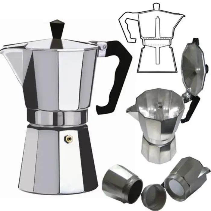 Machine à café octogonale en aluminium, pot à moka