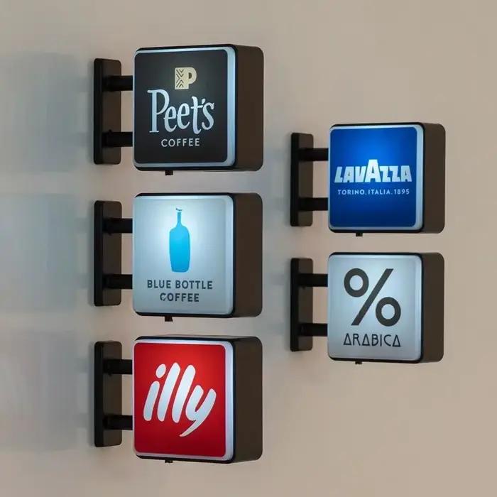 Aimants de réfrigérateur lumineux représentant des marques de café classiques pour la décoration de la maison occassions spéciales et cadeaux pour les amateurs de café