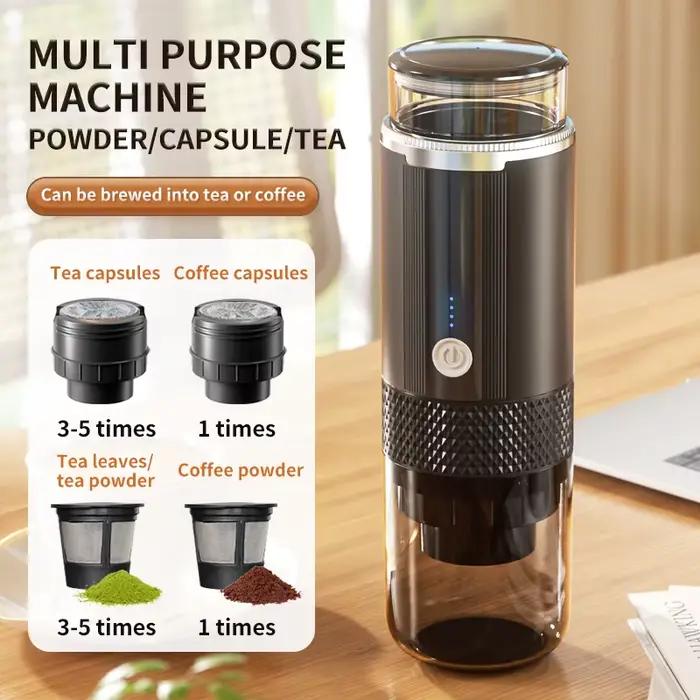Machine à café portable électrolique à capsules et café en poudre facile à utiliser et à entretenir pour voyages et occasions quotidiennes