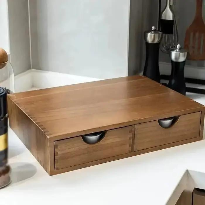 Boîte de rangement en bois pour café