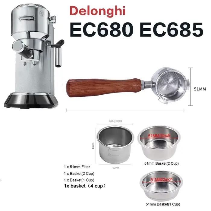 Delonghi 51MM 3 oreilles café sans fond Portafilter filtre nu 304 acier inoxydable 1 2 4 tasses
