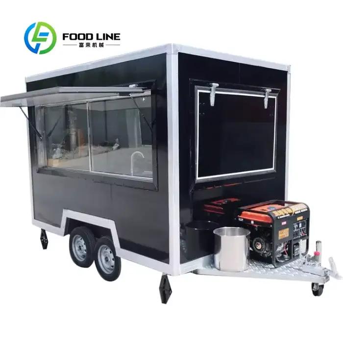Chariot de vente de thé et de café mobile personnalisé pour les entreprises de nourriture de rue de poissons et de chips