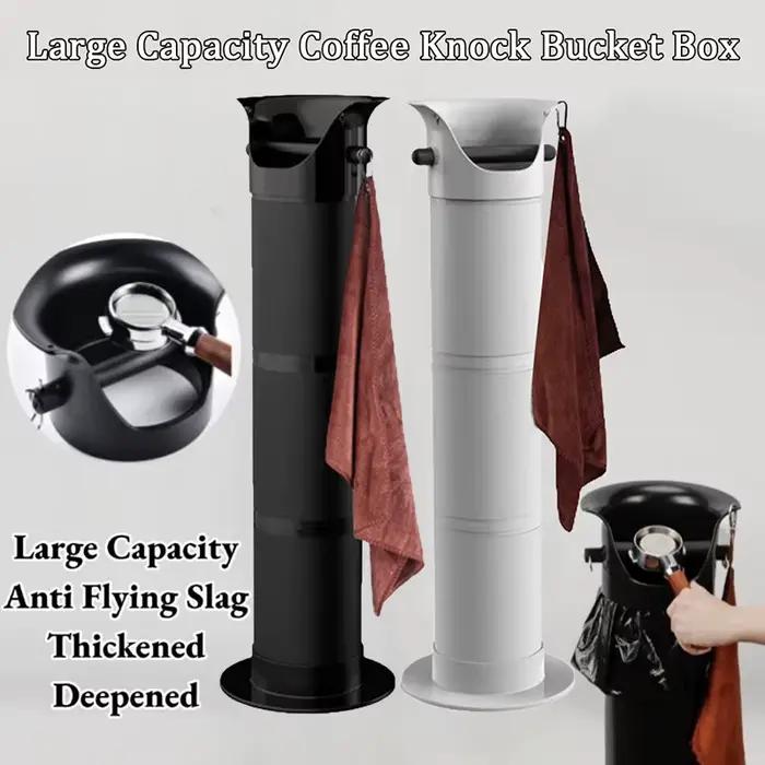 Boîte à café de grande capacité – Récipient professionnel pour marc d'espresso avec serviette et support haut