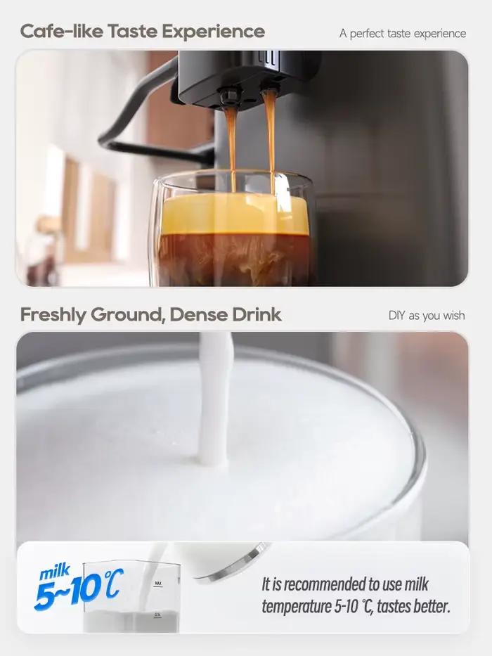 Machine à café Hiinvasive W-Machine avec système de lait et six variétés de café pour un café expresso, cappuccino et plus encore à domicile