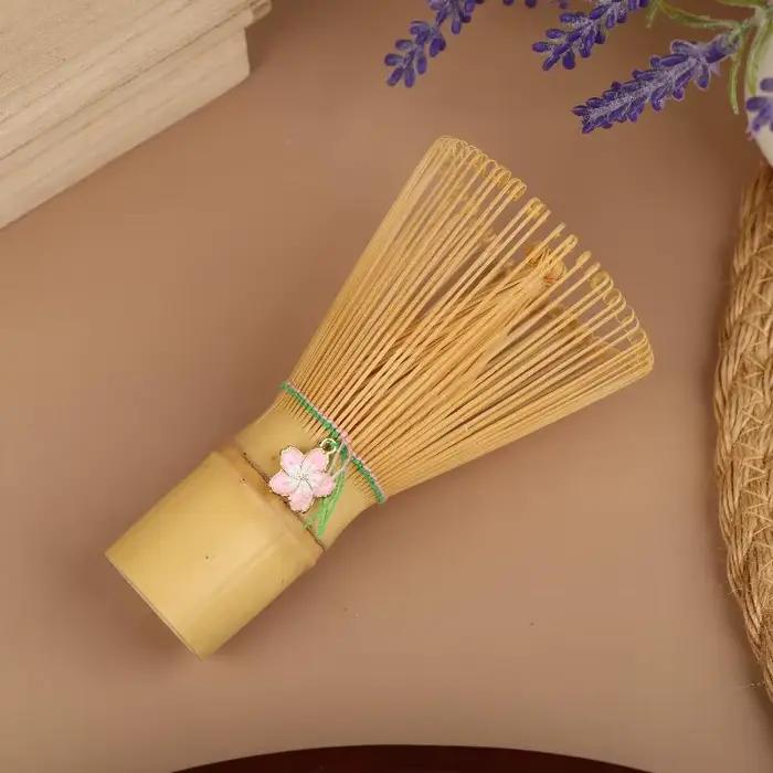 Cérémonie japonaise bambou Chasen Matcha thé vert poudre fouet brosse à thé accessoires de cuisine outil à thé avec pendentif fleur de cerisier