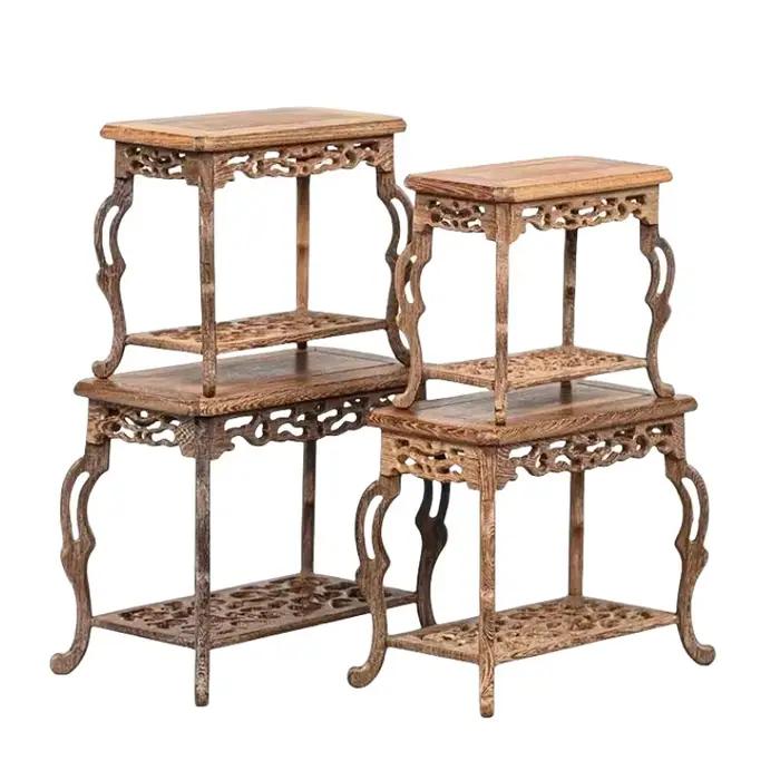 Théière en bois sur pied à 2 étages