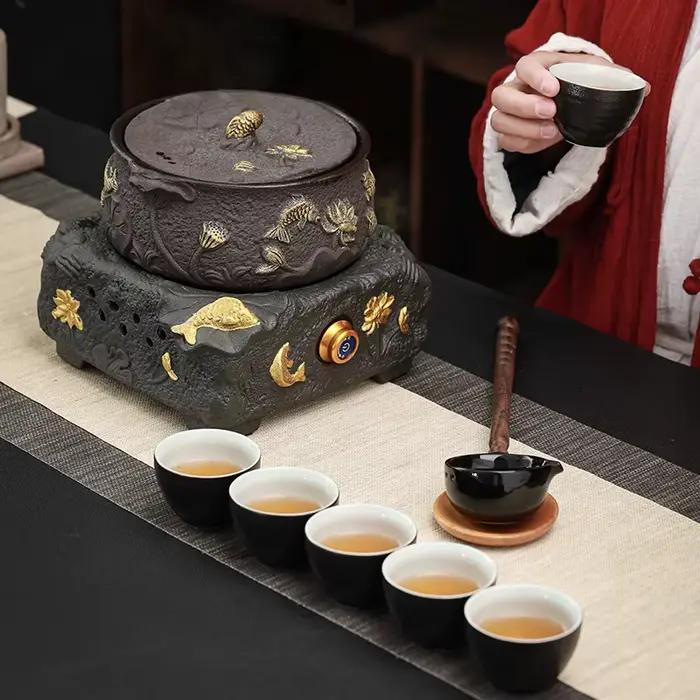Théière en poterie style chinois pour brassage de thé rétro élégante pour maison bureau et célébrations d'anniversaire