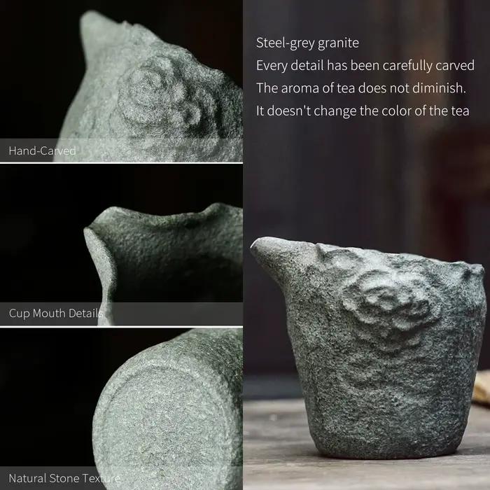 Pichet à thé en granit naturel sculpté à la main