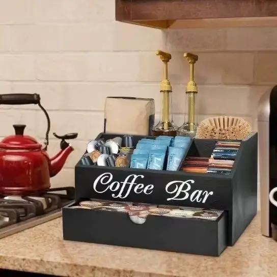 Boîte de rangement à café en bois